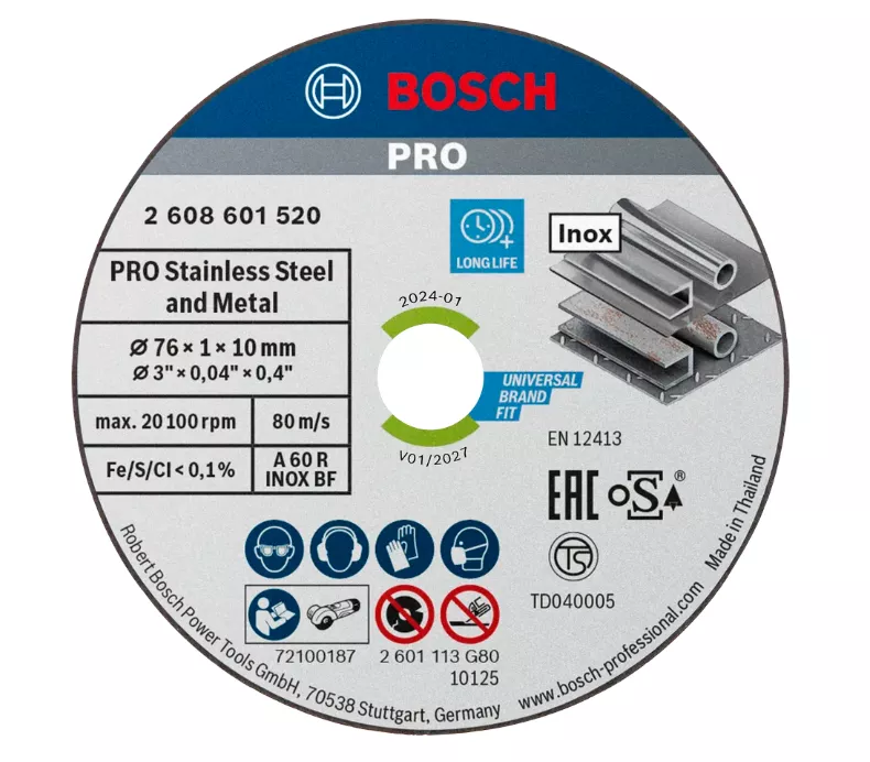 disque à tronçonner BOSCH Expert for Inox Ø76mm